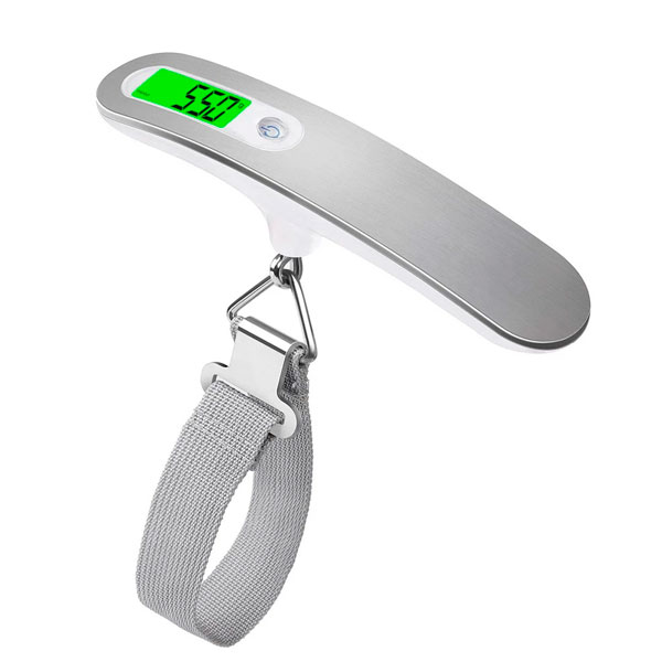 Bascula o balanza digital portatil para equipaje en acero inoxidable